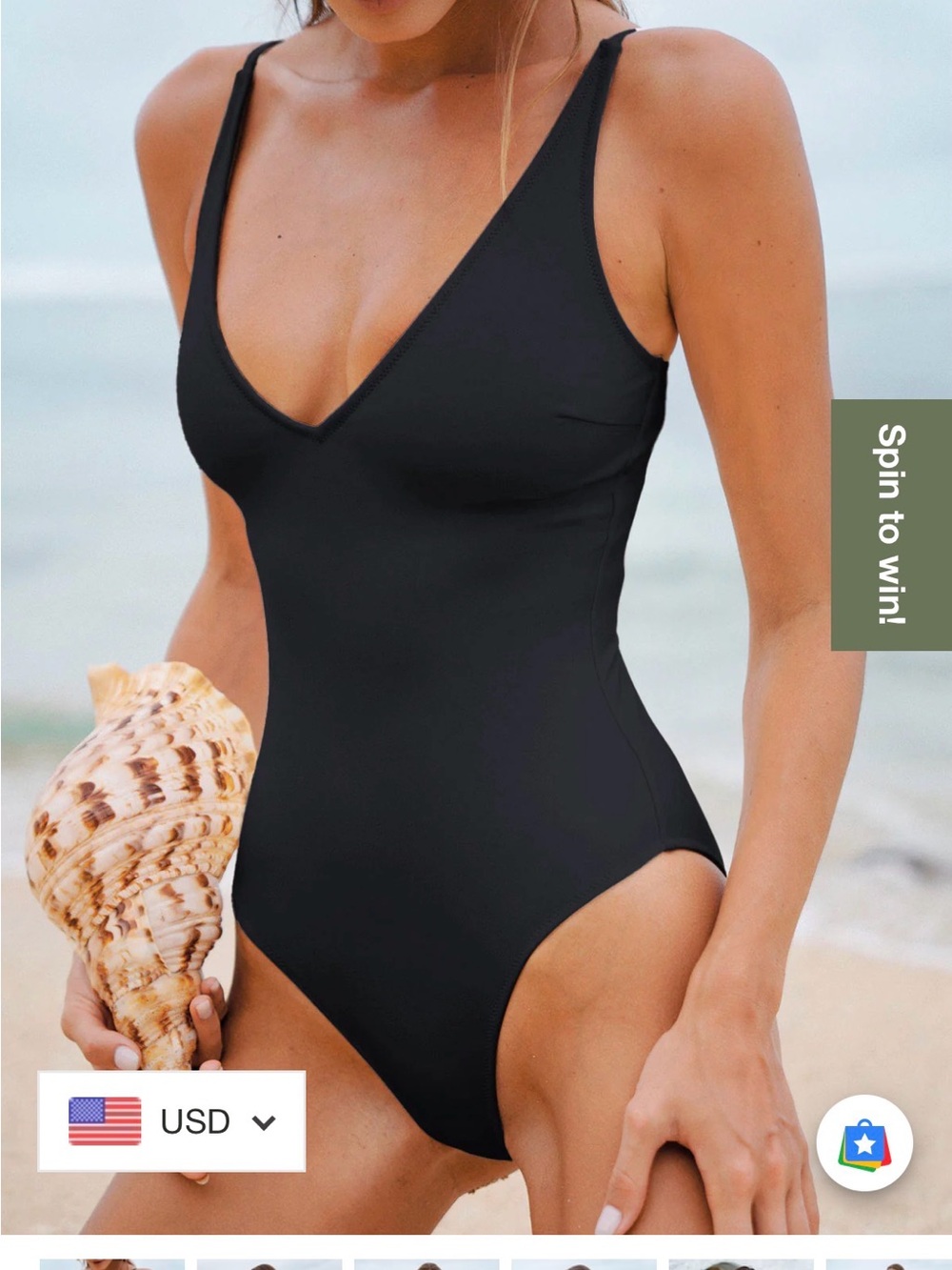 V Neck Tummy Control One-Piece Swimsuit